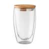 450ml Double-Wall Borosilicate Glass with Bamboo Lid - Insulated mug at wholesale prices