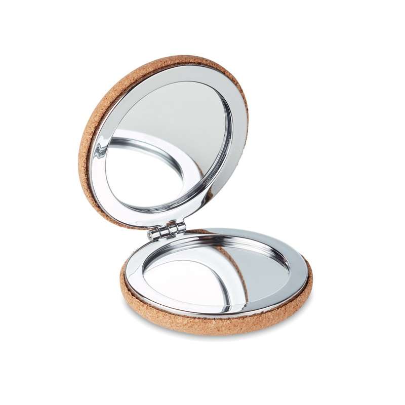 Espejo compacto doble cara en corcho - Producto de madera a precios de mayorista