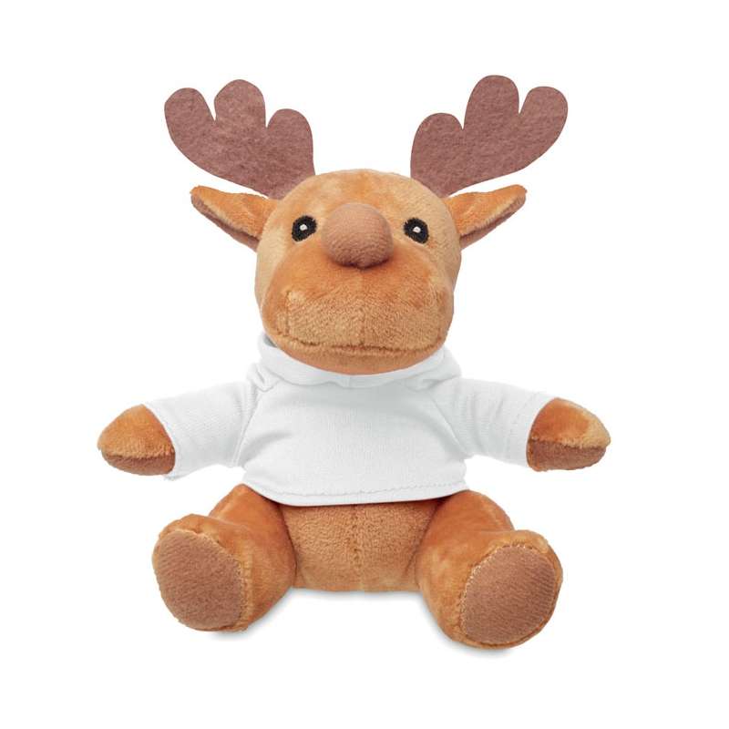 Renne de peluche 15,5x12 cm con capucha - Peluche a precios de mayorista