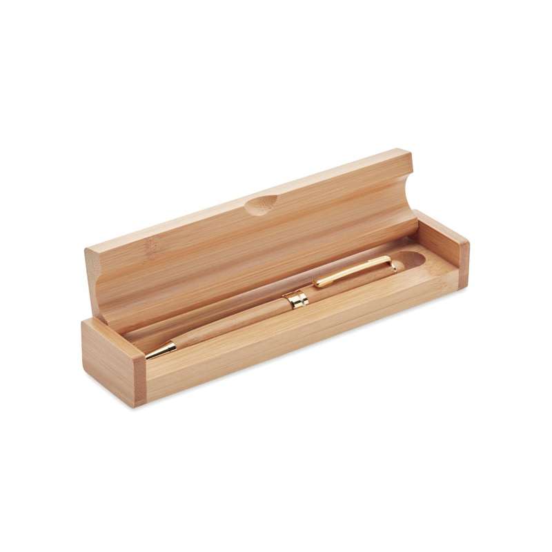 Stylo bille coffret bambou - Stylo en bois à prix grossiste