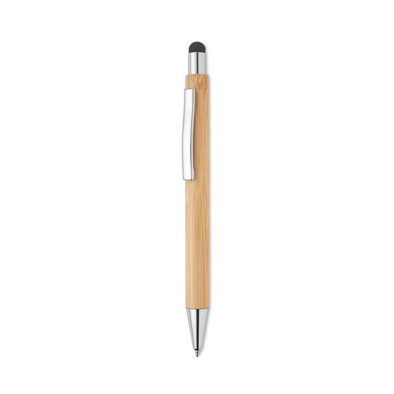 Kugelschreiber aus Bambus mit Stylus 14 cm - Touchscreen-Stift zu Großhandelspreisen