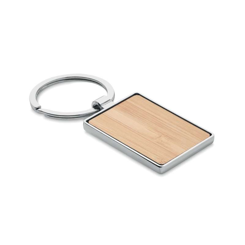 Llavero rectangular de bambú natural - Producto de madera a precios de mayorista