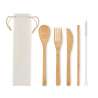 Reusable Bamboo Cutlery Set with Straw - Wooden product at wholesale prices