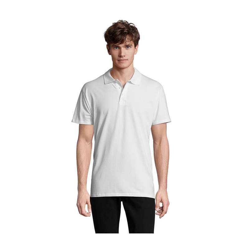Polo hombre 210g algodón piqué blanco - Uniforme de colegio y instituto a precios de mayorista