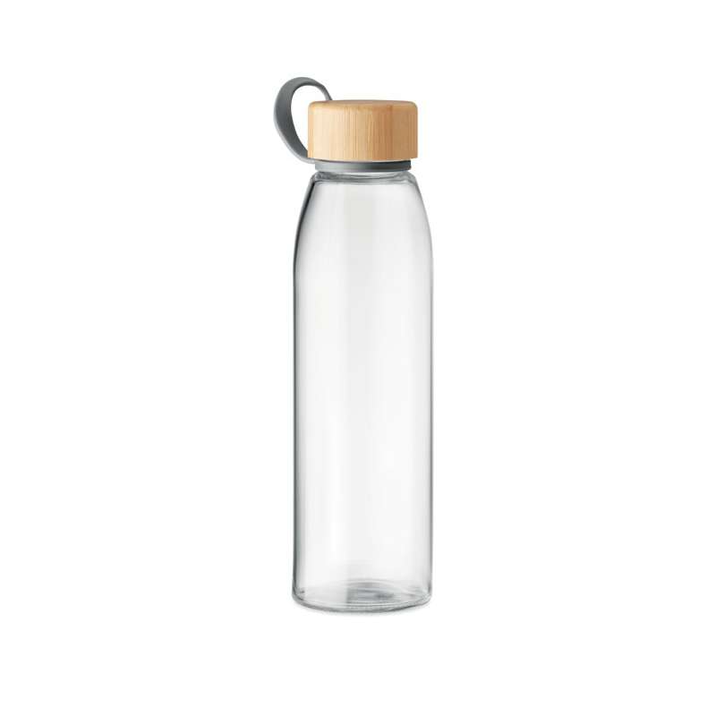 500 ml Glasflasche mit Bambusdeckel - Holzprodukt zu Großhandelspreisen