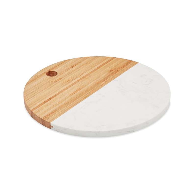 Tagliere circolare in marmo e bambù - Piano di servizio a prezzi all'ingrosso