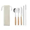 Reusable Stainless Steel Cutlery Set with Wooden Handles - Cover at wholesale prices Reusable Stainless Steel Cutlery Set with Wooden Handles - Cover at wholesale prices