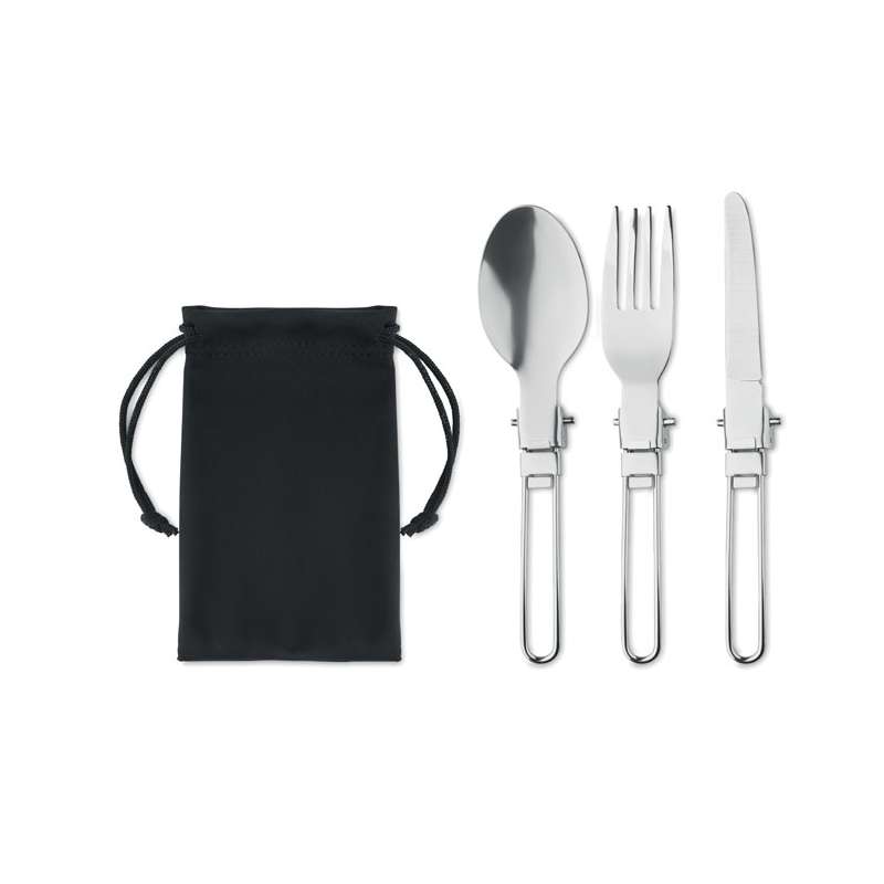 Set de 3 utensilios de camping en acero inoxidable - Cubierto a precios de mayorista