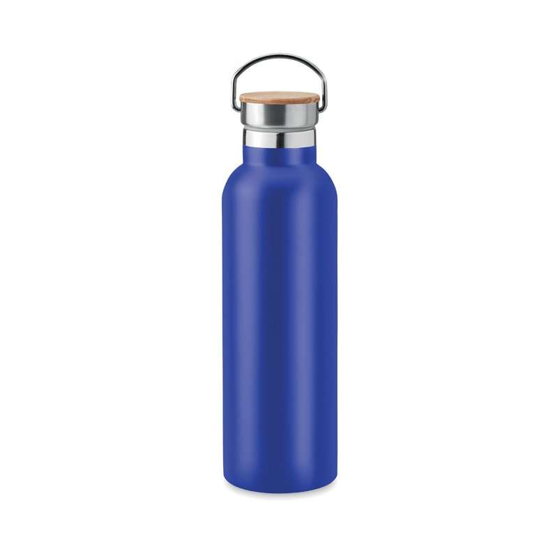 Botella de acero inox 750ml con bambú - Botella isotérmica a precios de mayorista