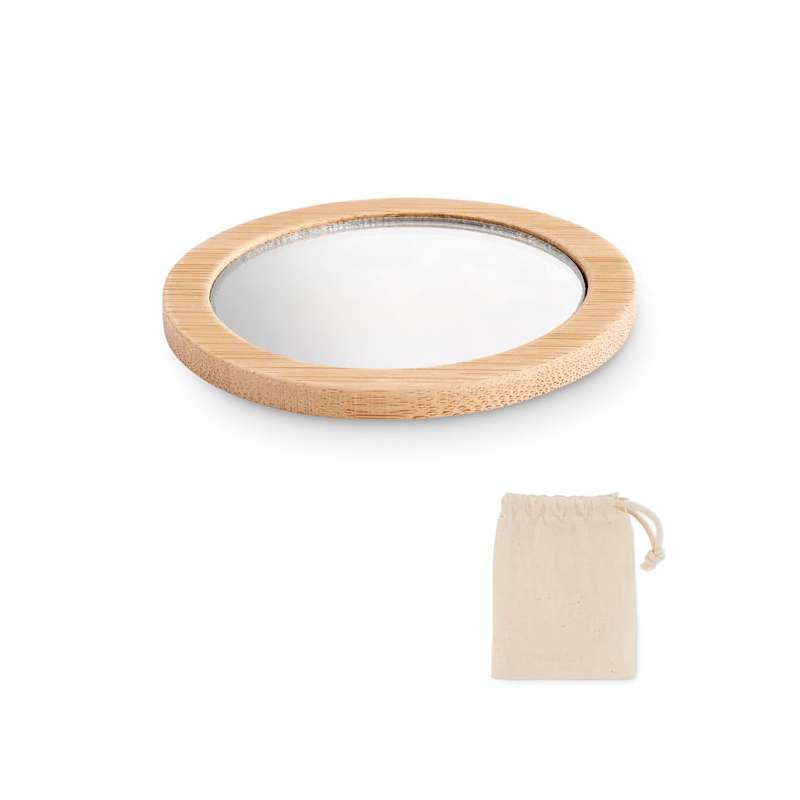 Espejo de bolsillo redondo en bambú - Producto de madera a precios de mayorista