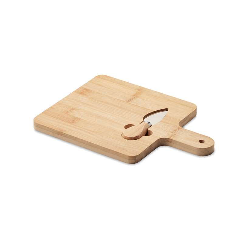 Bambus Käseplatte mit Serviermesser, rechteckig zu Großhandelspreisen - Käse-Set zu Großhandelspreisen