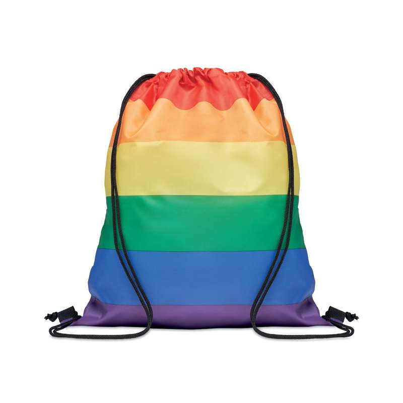 RPET 210D Regenboog Rugzak met Koord tegen groothandelsprijzen - Recycleerbaar accessoire tegen groothandelsprijzen