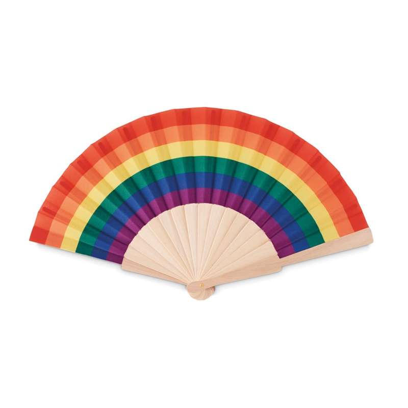 Ventaglio in legno 23 cm arcobaleno - Prodotto in legno a prezzi all'ingrosso