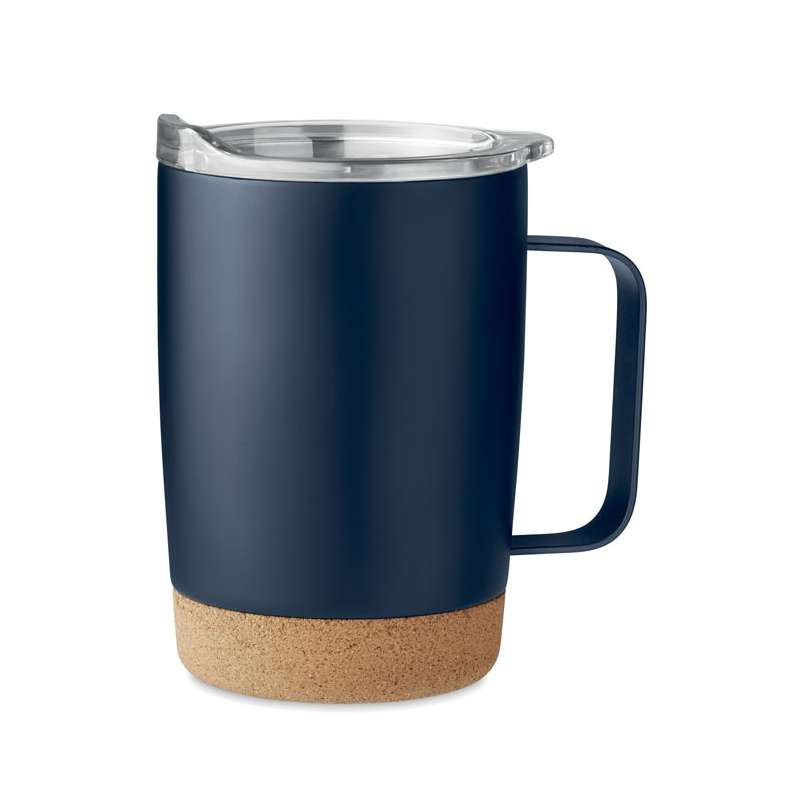 Doppelwandiger Kaffeebecher 300ml mit Korkboden - Metallbecher zu Großhandelspreisen