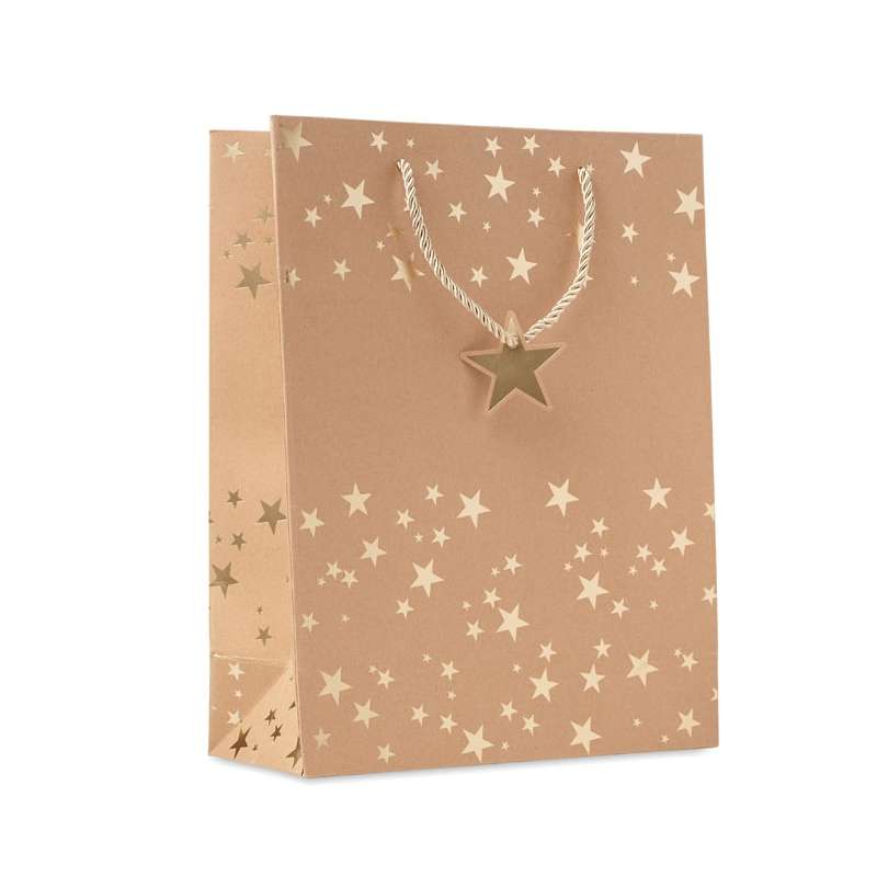 asonal Patterned Kraft Gift Bag 25x11x32cm - paper bag at wholesale prices