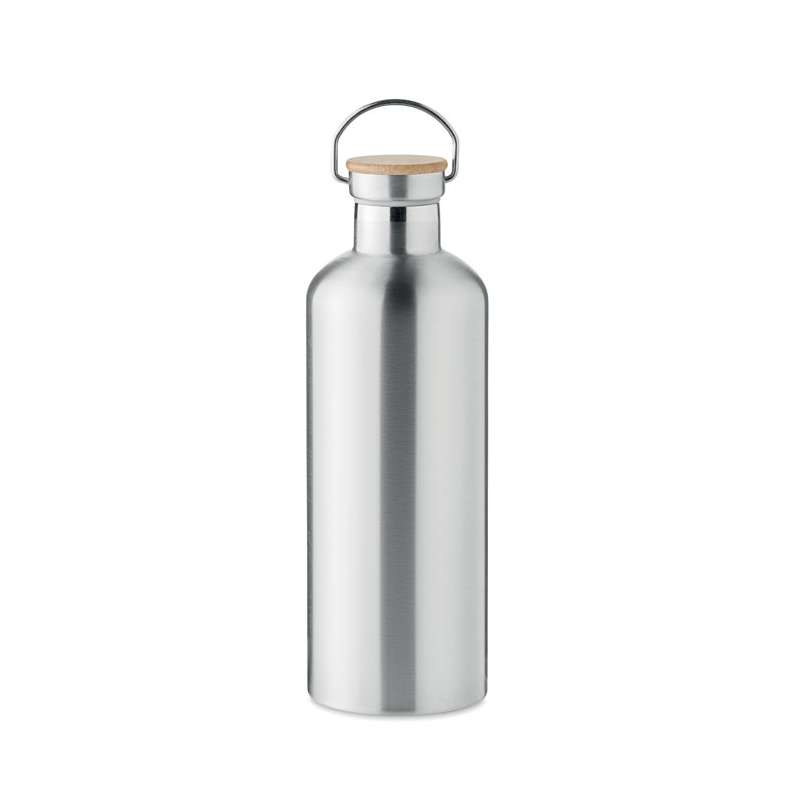 Garrafa inox dupla parede 1,5L com bambu a preço grossista - Garrafa a preço grossista