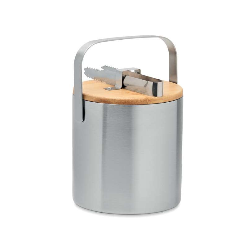 Cubitera de acero inoxidable 1.2L con tapa de bambú a precios de mayorista - Cubo de hielo a precios de mayorista