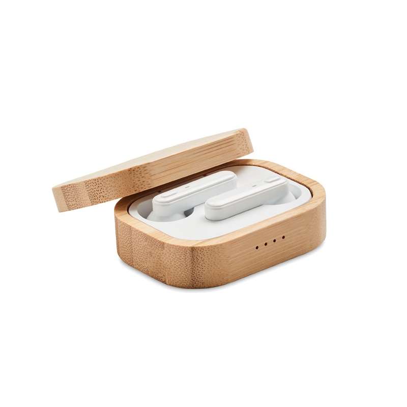 JAZZ BAMBOO - Écouteurs TWS étui en bambou à prix grossiste - Ecouteurs bluetooth à prix de gros