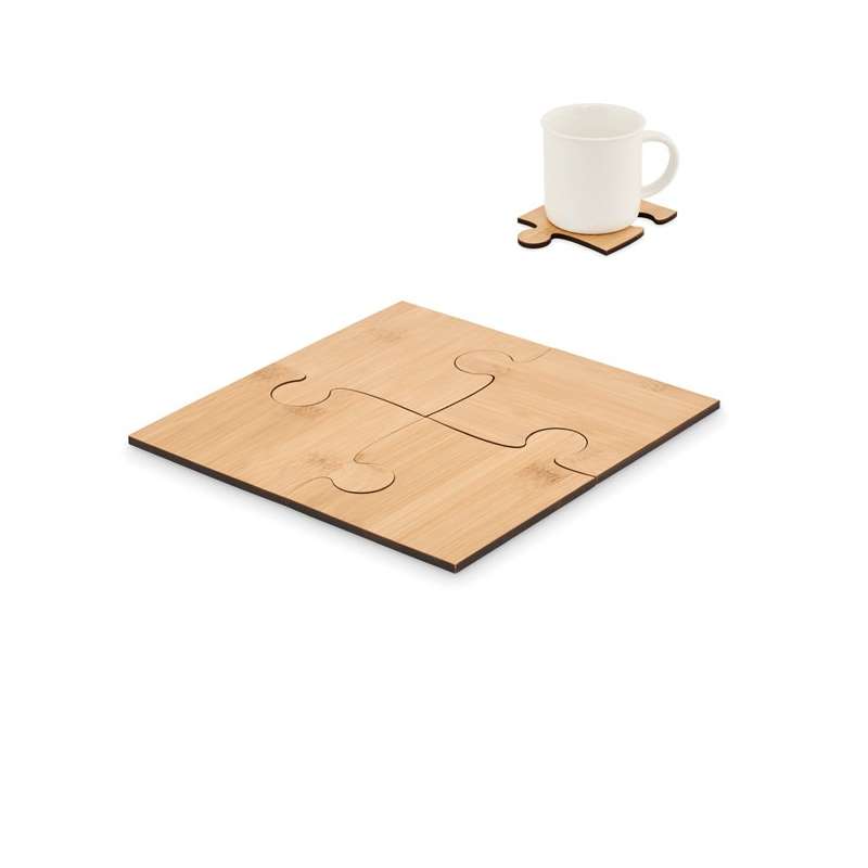 4er Set Puzzle-Bambus-Untersetzer  zu Großhandelspreisen - Untersetzer zu Großhandelspreisen