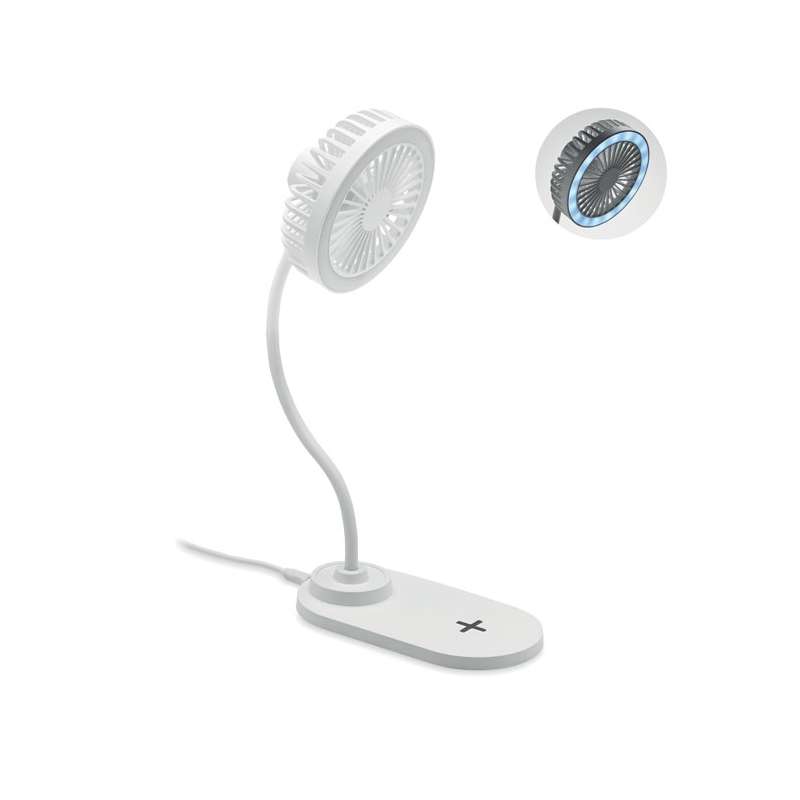 Ventilatore da scrivania ABS con luce LED 80 lumens - Caricabatterie a induzione a prezzi all'ingrosso