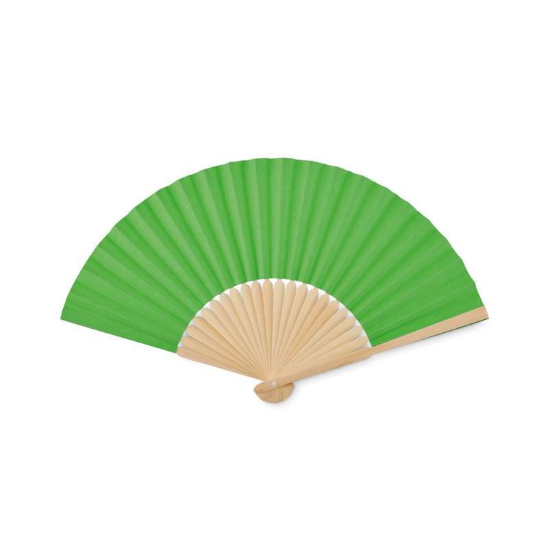Leque de bambu com tecido em papel - Leque a preço grossista