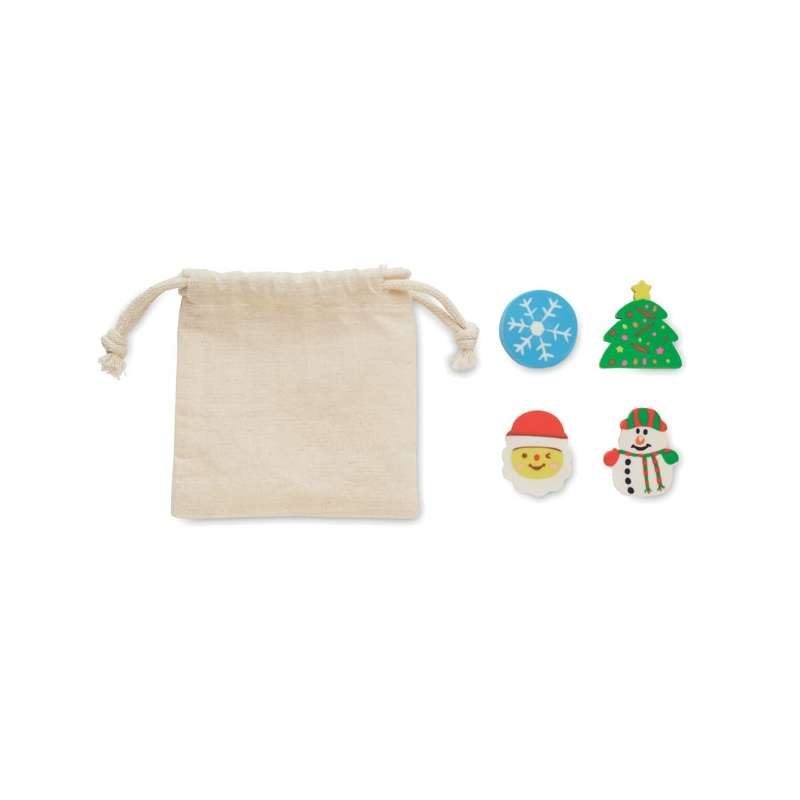 Set van 4 kerstgommen 8x8 cm tegen groothandelsprijzen - Gomming tegen groothandelsprijzen