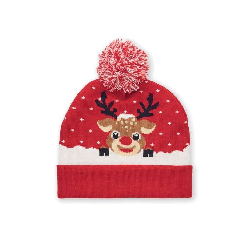 Strickmütze mit Pompon, 22x21,5 cm - Weihnachtsaccessoire zu Großhandelspreisen