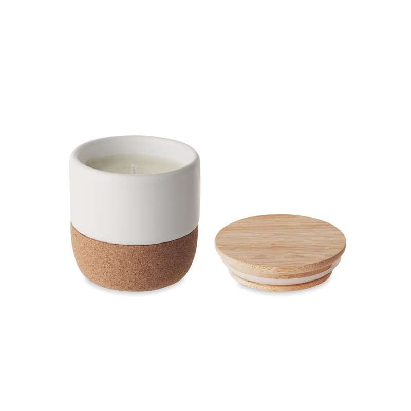 Vela de Cera Vegetal 80g com Tampa em Bambu - Vela a preço grossista