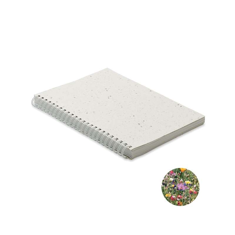 Carnet A5 couv. papier semence - Graine à planter à prix grossiste