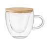Copo de vidro borosilicato duplo coração 180 ml - caneca de vidro a preço grossista