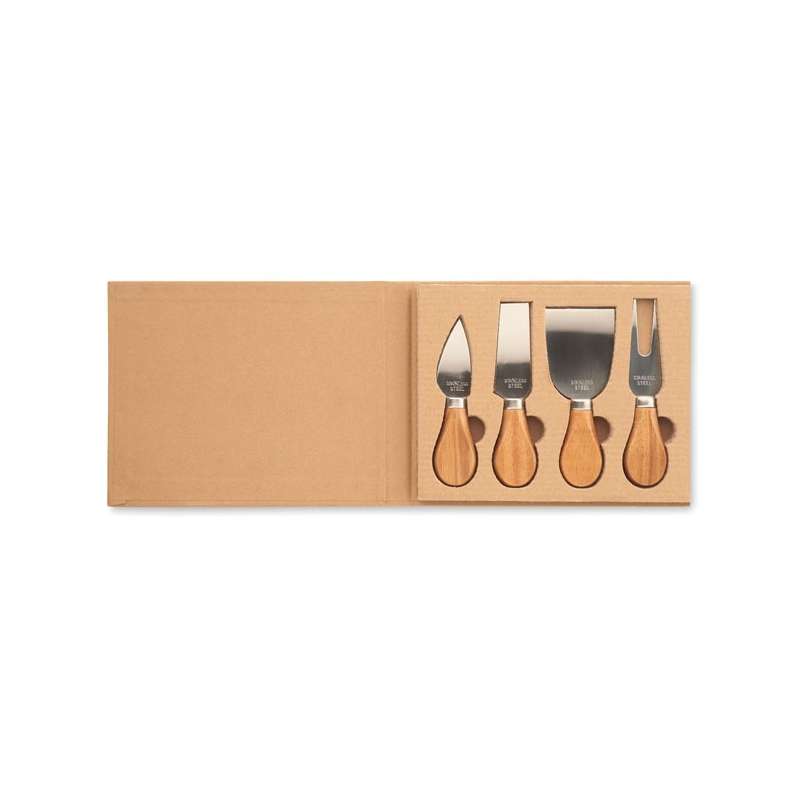Conjunto de 4 Facas de Queijo Inox com Madeira - Faca de queijo a preço grossista