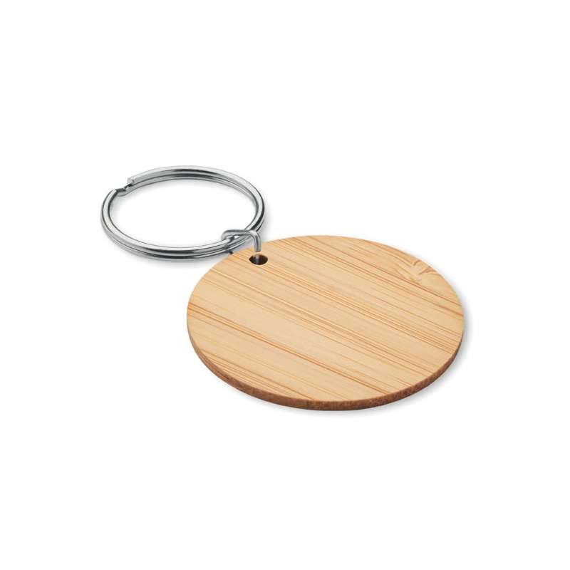 Llavero redondo de bambú 5 cm - Llavero de madera a precios de mayorista