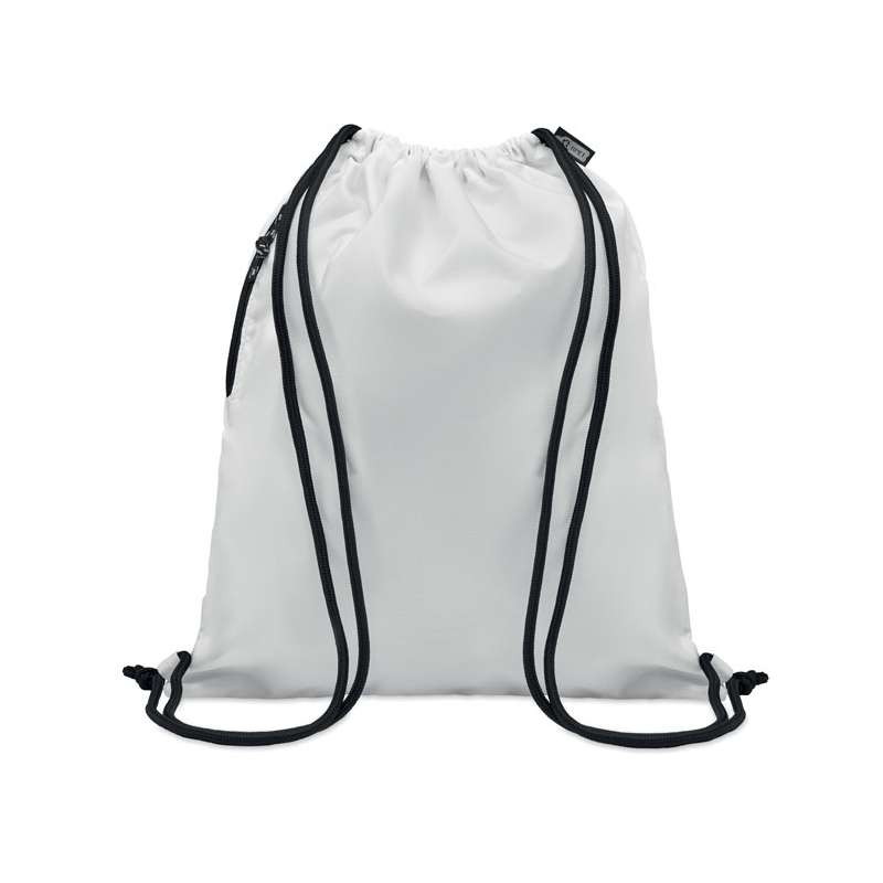 Large 300 deniers RPET Drawstring Bag with Zippered Pocket - Recyclable accessory at wholesale prices