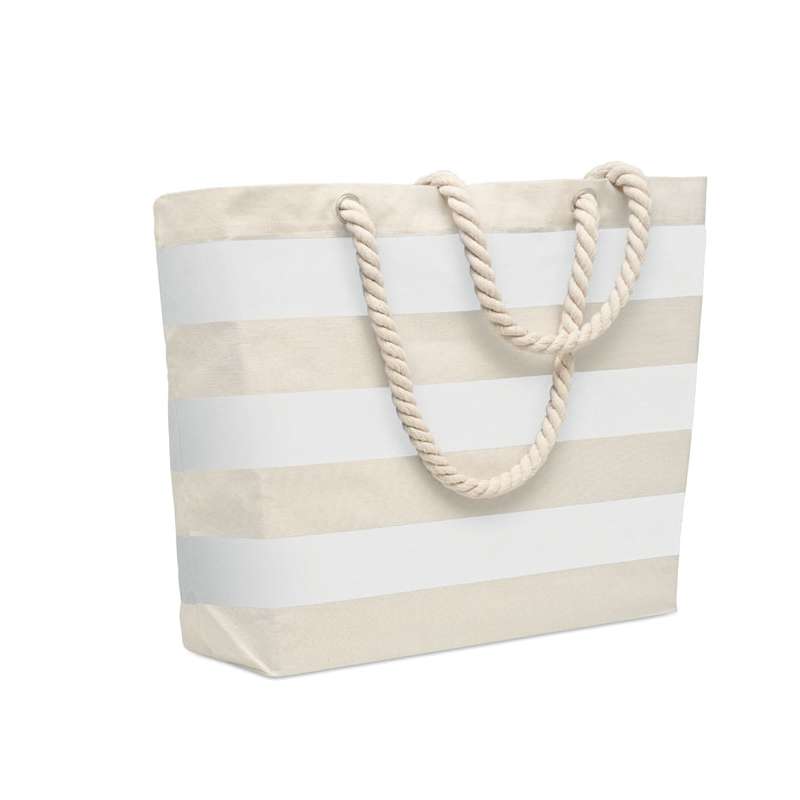 Gestreifte Baumwollstrandtasche 220 g/m²  zu Großhandelspreisen - Strandtasche zu Großhandelspreisen