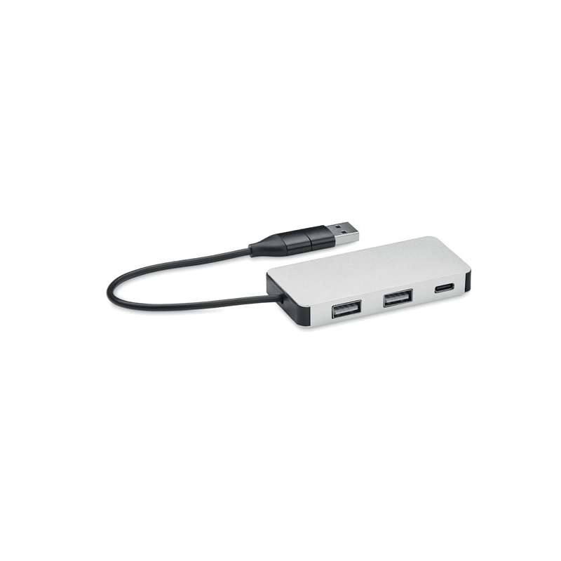 Hub USB 3 puertos 20 cm aluminio - Centro a precios de mayorista