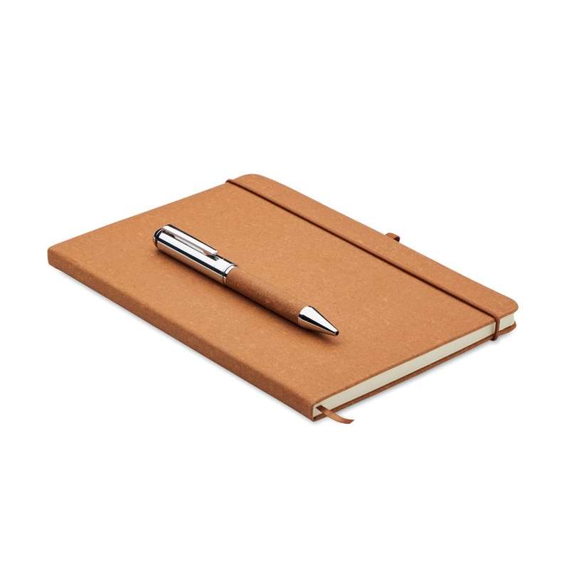 Carnet en cuir recyclé et stylo - Accessoire recyclable à prix grossiste