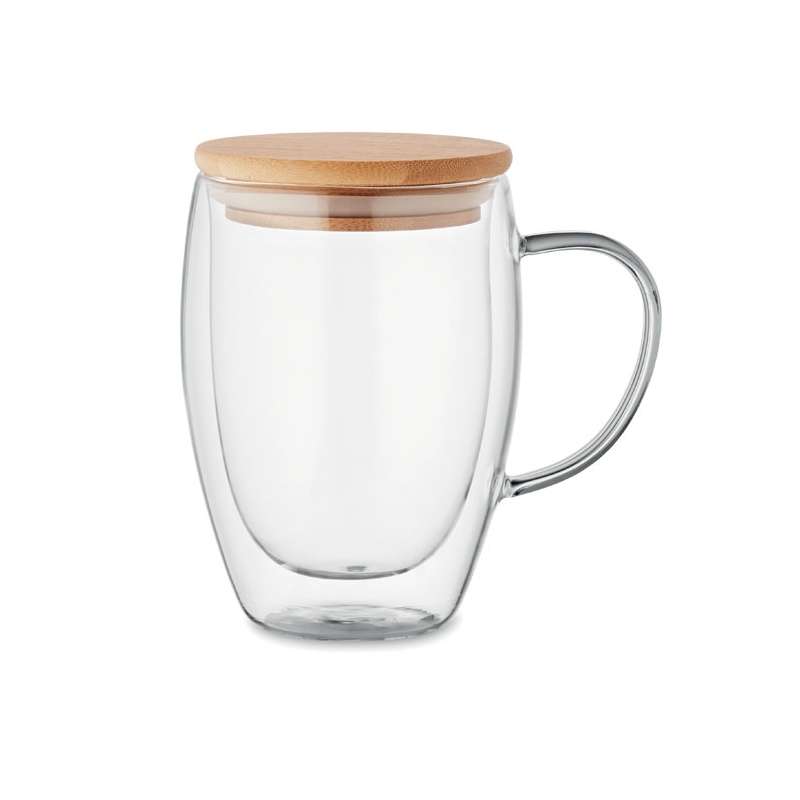 TIROL - Double-walled glass mug 300ml - glass mug at wholesale prices