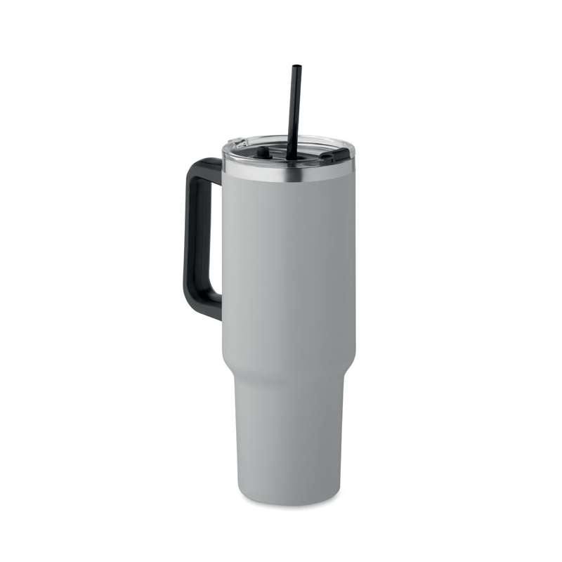 Doppelwandiger Edelstahl-Becher 1200ml mit Deckel - Glas mit Strohhalm zu Großhandelspreisen