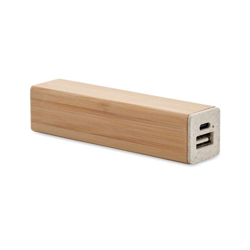 Bamboe Powerbank 2600 mAh met USB-C - Powerbank / externe batterij tegen groothandelsprijzen