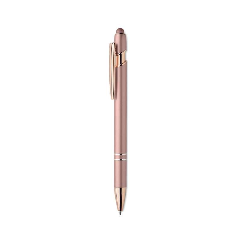 Recycled aluminium balpen met rose gouden details - Metaalpen tegen groothandelsprijzen