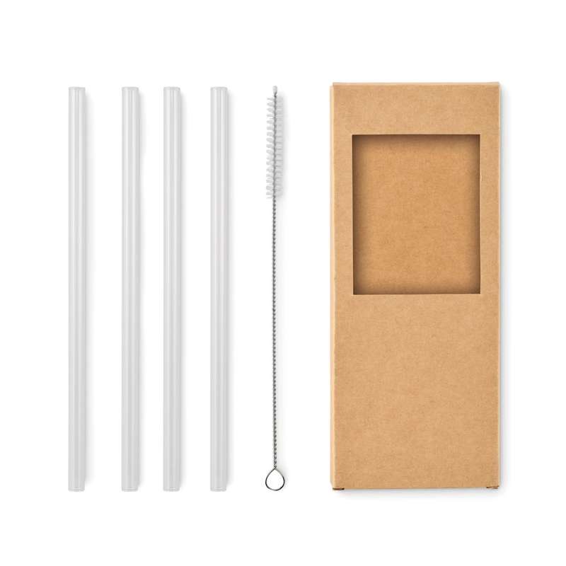 Set di 4 cannucce in vetro borosilicato a prezzi all'ingrosso - Cannuccia riutilizzabile a prezzi all'ingrosso