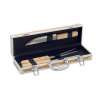 BBQ Set 3-delige RVS Houtgreep in Aluminium Koffer - Barbecue-accessoire tegen groothandelsprijzen