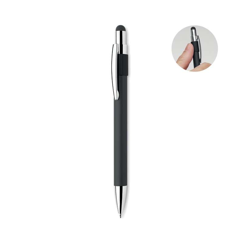 Recycled Aluminum Push Pen with Spinner at wholesale prices - Foam stress relief at wholesale prices