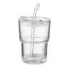Vaso de vidrio 400 ml con tapa y paja - Vaso con pajita a precios de mayorista