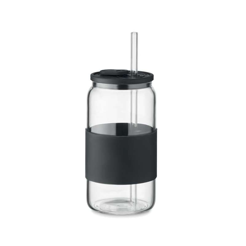 Borosilicaat Glas Gobelet 550ml met Deksel - Glas met rietje tegen groothandelsprijzen