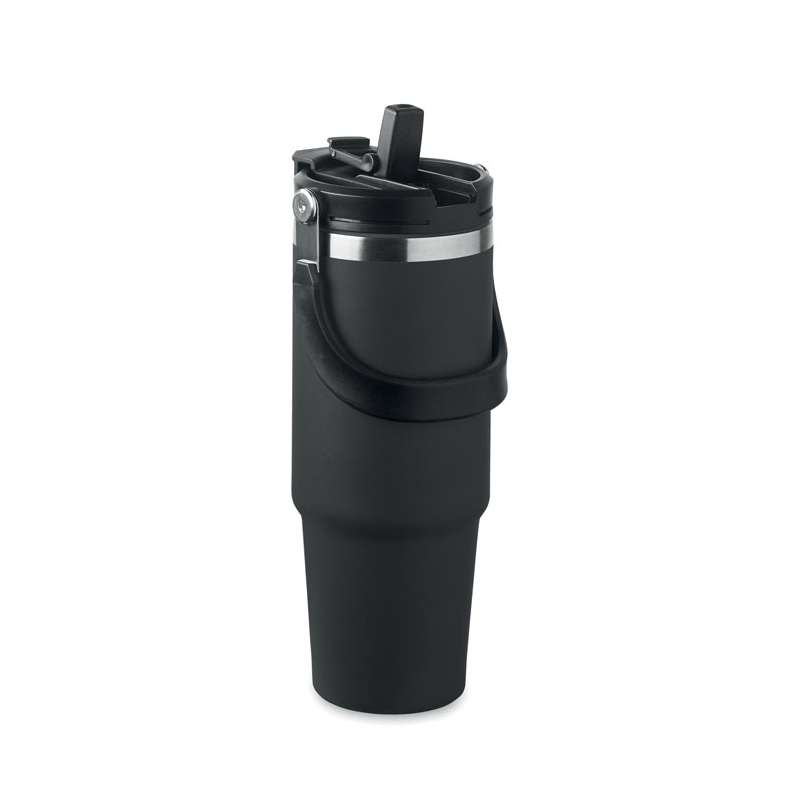 Double-wall tumbler 850 ml - Glass with straw at wholesale prices