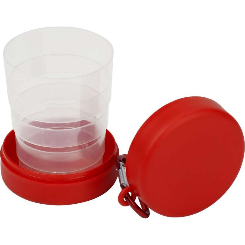 Faltbecher aus Plastik 220 ml mit Karabiner - Faltbecher zu Großhandelspreisen