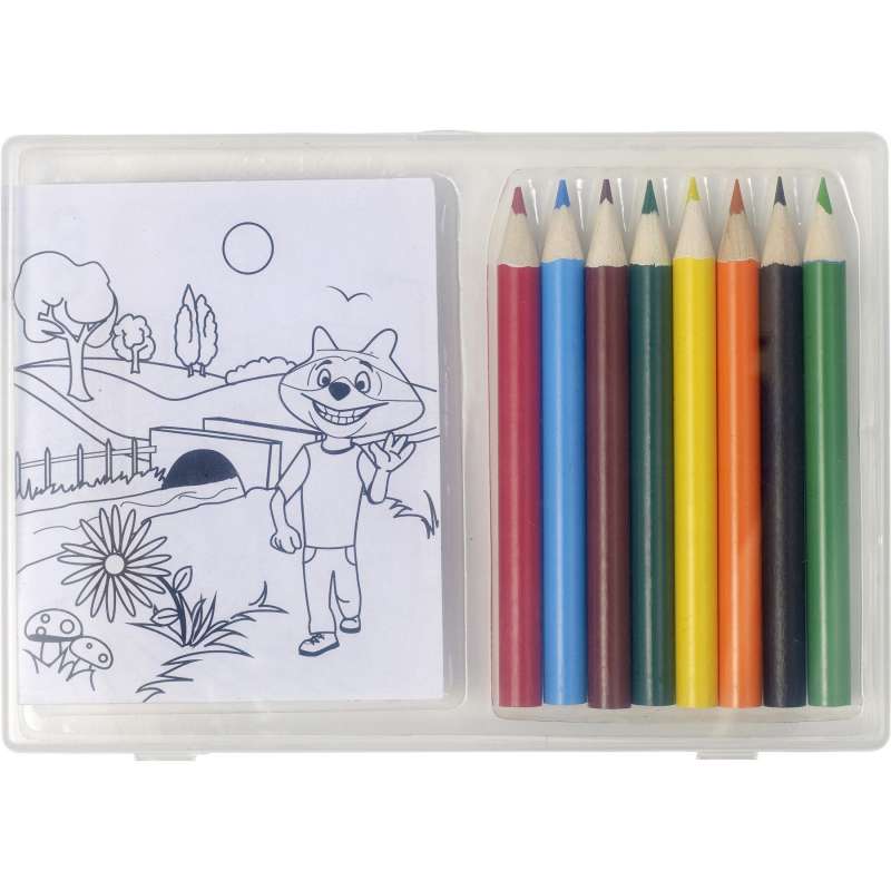 Conjunto de 8 Crayons Coloridos e 20 Folhas a preço grossista - Material de desenho e coloração a preço grossista