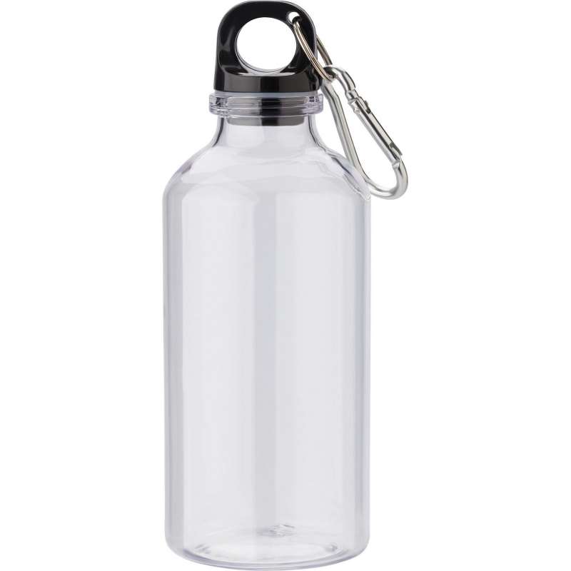Garrafa transparente rPET 400 ml com mosquetão a preço grossista - Acessório reciclável a preço grossista