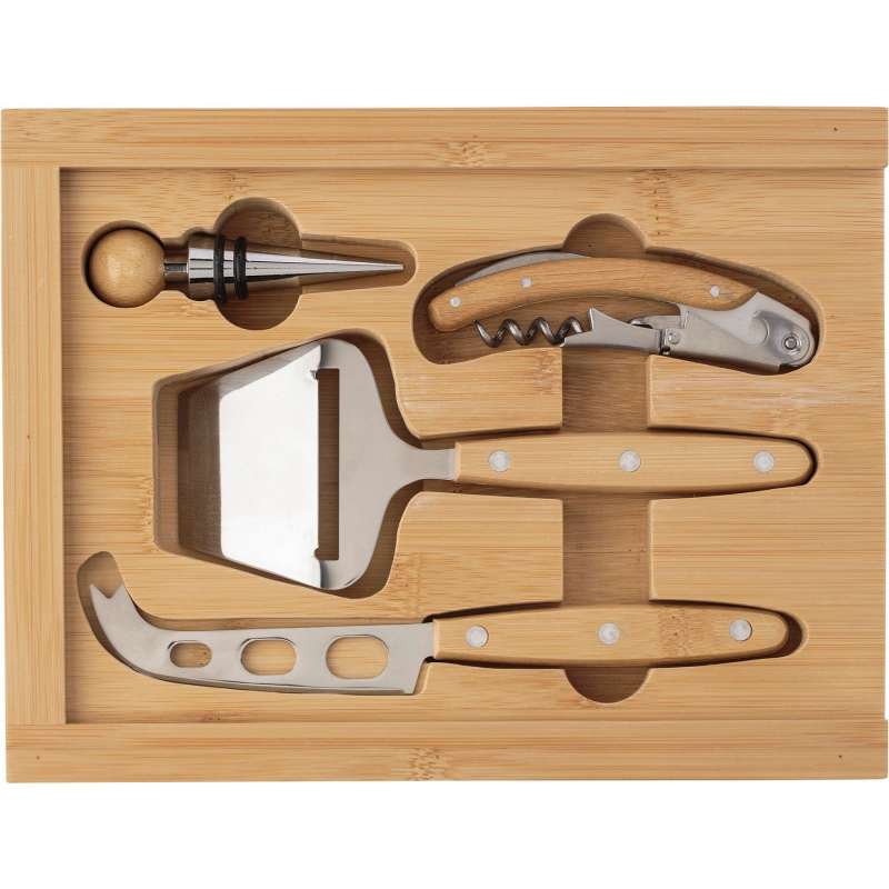 Bambus-Set für Käse und Wein, 4-teilig - Käse-Set zu Großhandelspreisen